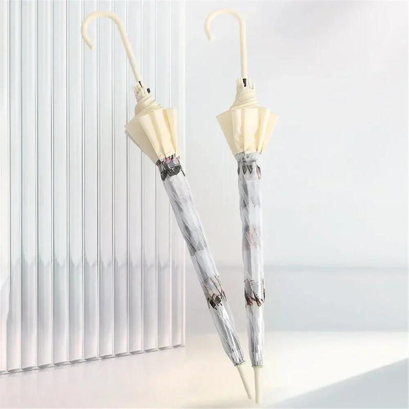 Cartoon Ins stílusú háromszoros átlátszó esernyő összecsukható egyszerű napernyő Vicces macska esőfelszerelés napernyő női gyerekeknek esernyők