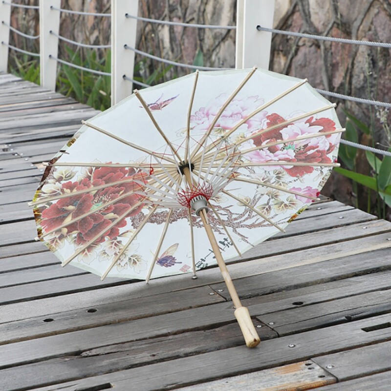 Umbrelă din pânză de mătase bujor chinezesc Umbrelă din pânză de mătase Umbrelă decorativă în stil clasic, hârtie cu ulei Umbrelă vopsită națională