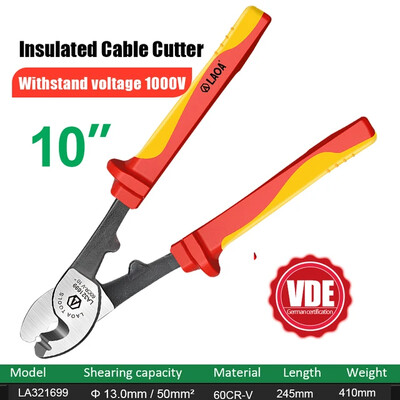 LAOA izoliuotas kabelių pjaustytuvas 1000 V elektrikas profesionalus replės smūginis vielos nuėmimo įrankis VDE replės kabelių žirklės
