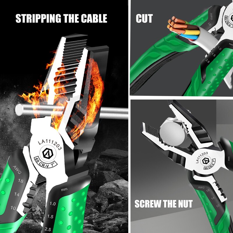LAOA Multifunctional Stripper Sârmă Clești Diagonale Dispozitiv de tăiat Sârmă Clește cu nas lung Cutter lateral Foarfece pentru cablu Unelte de mână pentru electrician