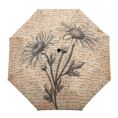 Vintage Herb Floral Texture Αυτόματη Ομπρέλα Ταξιδιωτική Πτυσσόμενη Ομπρέλα Φορητές Ομπρέλες Αντιανεμικές Ομπρέλες