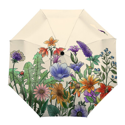 Floare violetă Lavandă Libelula Albă Umbrele automate personalizate pentru femei Bărbați Umbrelă de ploaie pliabilă rezistentă la vânt Umbrelă de soare