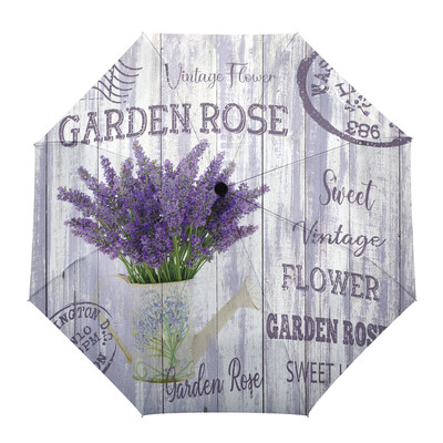 Floare violetă Lavandă Libelula Albă Umbrele automate personalizate pentru femei Bărbați Umbrelă de ploaie pliabilă rezistentă la vânt Umbrelă de soare