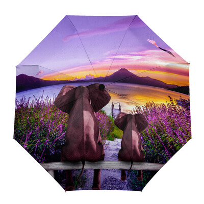 Floare violetă Lavandă Libelula Albă Umbrele automate personalizate pentru femei Bărbați Umbrelă de ploaie pliabilă rezistentă la vânt Umbrelă de soare