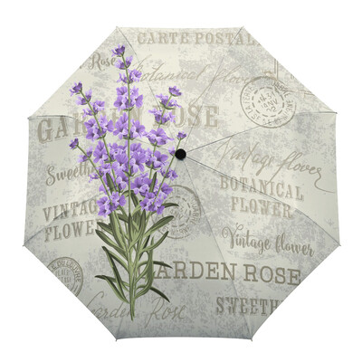 Floare violetă Lavandă Libelula Albă Umbrele automate personalizate pentru femei Bărbați Umbrelă de ploaie pliabilă rezistentă la vânt Umbrelă de soare