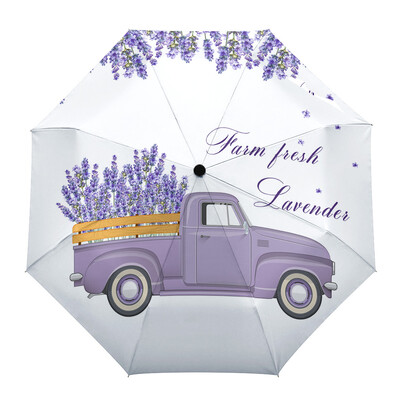 Floare violetă Lavandă Libelula Albă Umbrele automate personalizate pentru femei Bărbați Umbrelă de ploaie pliabilă rezistentă la vânt Umbrelă de soare