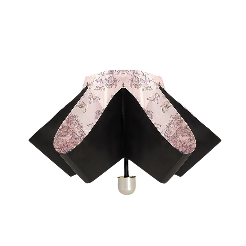 Umbrelă de soare cu dublu scop rezistentă la UV și rezistentă la ploaie, umbrelă de soare compactă și portabilă cu pictură în ulei chinezească