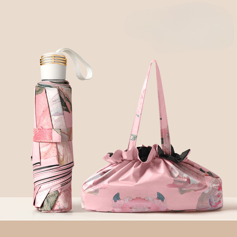 Umbrelă de soare pliabilă cu flori Protecție solară pentru femei Umbrelă de soare Umbrelă pliabilă Umbrelă de soare cu două scopuri