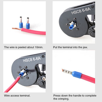 Πένσα πτύχωσης σωληνωτού ακροδέκτη HSC8 6-6 Crimper Wire Mini Ferrule Crimper Tools Household Electrical Kit With Terminal 1020pcs