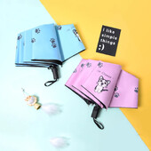 Umbrelă de pisică de desene animate Umbrelă manuală cu trei orițe Acoperire neagră Cremă solară Paraguas Plegable