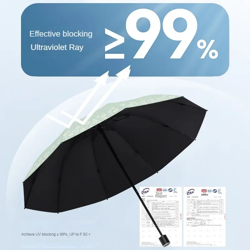 10 Bone Creative Umbrele de ploaie Umbrele de ploaie pentru umbrele de ploaie Umbrelă automată pliabilă în 3 Umbrele de soare mare Uv Femei Copii în 3 etape