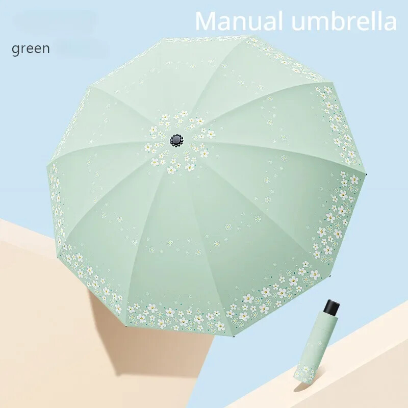 10 Bone Creative Umbrele de ploaie Umbrele de ploaie pentru umbrele de ploaie Umbrelă automată pliabilă în 3 Umbrele de soare mare Uv Femei Copii în 3 etape