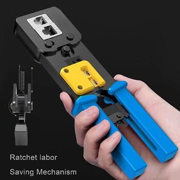 ZoeRax RJ45 Crimp Tool Pass Through Cat5 Cat5e Cat6 Crimping Tool for RJ45/RJ12 Regular and End-Pass-Through Connectors