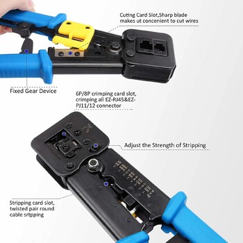 ZoeRax RJ45 Crimp Tool Pass Through Cat5 Cat5e Cat6 Crimping Tool for RJ45/RJ12 Regular and End-Pass-Through Connectors