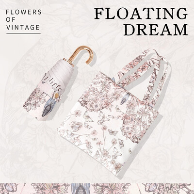 Kompakta izliekta āķa pārnēsājama franču eļļas glezna 5 reizes mazs zelta āķis UV izturīgs un lietus izturīgs saulessargs