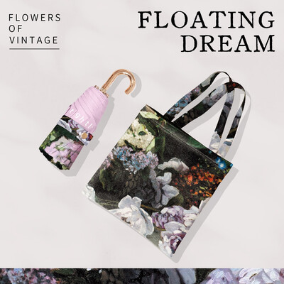 Kompakta izliekta āķa pārnēsājama franču eļļas glezna 5 reizes mazs zelta āķis UV izturīgs un lietus izturīgs saulessargs