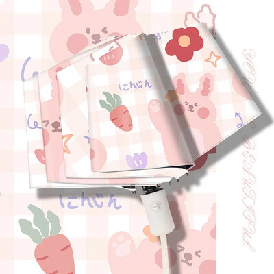 Πλήρως αυτόματο πτυσσόμενο αντηλιακό χαριτωμένο καρτούν ομπρέλα γυναικεία ομπρέλα ομπρέλα ηλίου