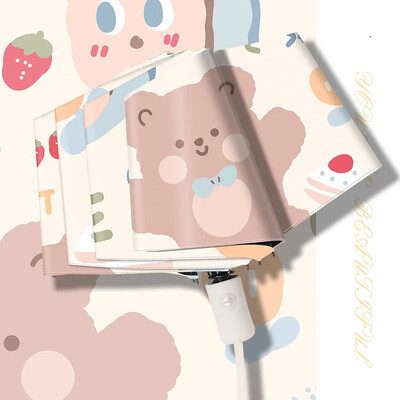 Πλήρως αυτόματο πτυσσόμενο αντηλιακό χαριτωμένο καρτούν ομπρέλα γυναικεία ομπρέλα ομπρέλα ηλίου