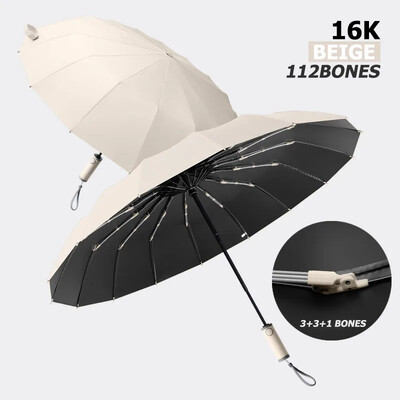 16K silný dážďový UV dáždnik pre mužov a ženy, veľký plne automatický skladací dáždnik, vetruodolný, slnečný, UV dáždnik, cestovný, slnečný