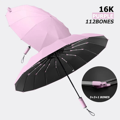 16K silný dážďový UV dáždnik pre mužov a ženy, veľký plne automatický skladací dáždnik, vetruodolný, slnečný, UV dáždnik, cestovný, slnečný