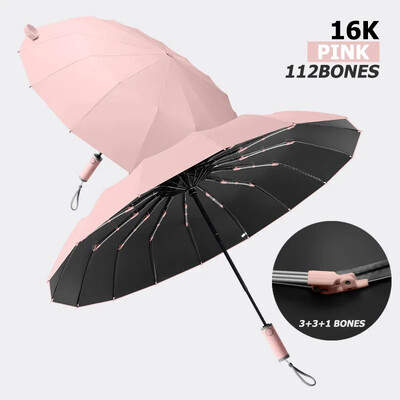 16K silný dážďový UV dáždnik pre mužov a ženy, veľký plne automatický skladací dáždnik, vetruodolný, slnečný, UV dáždnik, cestovný, slnečný
