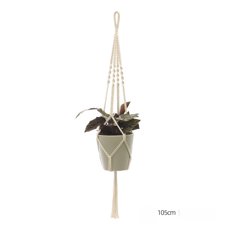 Διασυνοριακή κηπουρική με διχτυωτό λουλούδι με τσέπη χειροποίητη ύφανση DIY Κρεμαστή σφεντόνα με βαμβακερό σχοινί Δημιουργικό καλάθι B&B με υφαντό βαμβακερό σχοινί