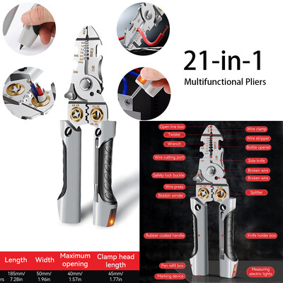 8 σε 1 Πολυλειτουργικό ψαλίδι απογυμνωτή σύρματος Πένσα απογυμνωτή ηλεκτρικού ρεύματος Καλώδιο κοπής με ηλεκτρική πένσα μέτρησης