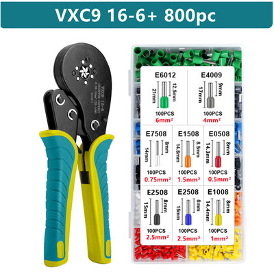 Σετ εργαλείων σύσφιξης κουμπωτών, κιτ πένσας σφιγκτήρα συρμάτινων φερρούλων, εξαγωνικοί σφιγκτήρες (0,08-16 mm²/AWG28-5) για συνδέσμους συρματόσχοινου