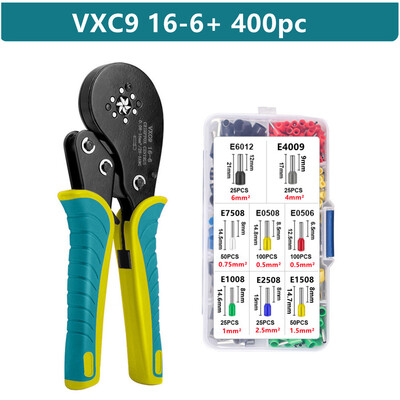 Σετ εργαλείων σύσφιξης κουμπωτών, κιτ πένσας σφιγκτήρα συρμάτινων φερρούλων, εξαγωνικοί σφιγκτήρες (0,08-16 mm²/AWG28-5) για συνδέσμους συρματόσχοινου