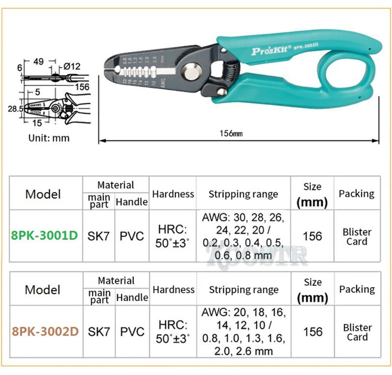 Pro'sKit 8PK-3001D 8PK-3002D clește de tăiere electronic de înaltă calitate pentru tăierea firelor (clești de precizie AWG 30/28/26/24/22/20)