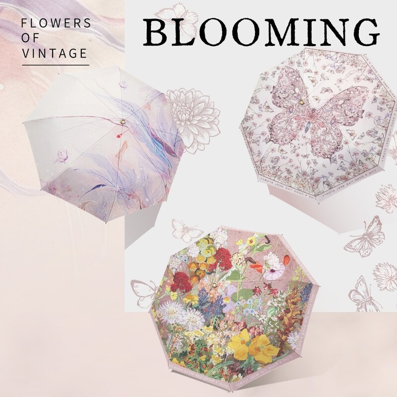 Γαλλική ελαιογραφία Πεντάπτυχος μικρός χρυσός γάντζος Ομπρέλα UV Προστασία Γυναικεία ομπρέλα Sunny Rain Ομπρέλα ήλιου Συμπαγής και φορητή