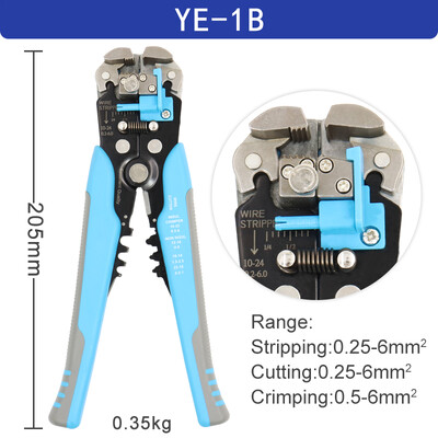 Huzalcsupaszító fogó 0,25-6mm²/10-24AWG YE-1 kábelvágó praktikus automata Többfunkciós Javító krimpelő szerszámok