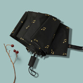 Ins Music Notes Printing Umbrella Flora Design Umbrelă manuală pliabilă în trei pentru ploaie Soare Fete Umbrelă de buzunar