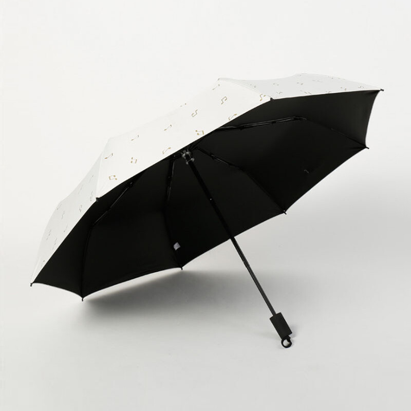 Ins Music Notes Printing Umbrella Flora Design Umbrelă manuală pliabilă în trei pentru ploaie Soare Fete Umbrelă de buzunar