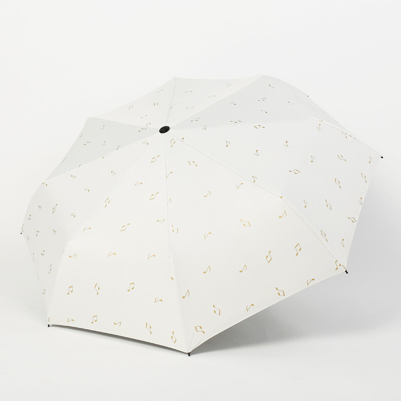 Ins Music Notes Printing Umbrella Flora Design Umbrelă manuală pliabilă în trei pentru ploaie Soare Fete Umbrelă de buzunar