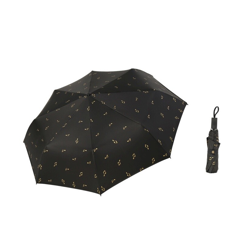 Ins Music Notes Printing Umbrella Flora Design Umbrelă manuală pliabilă în trei pentru ploaie Soare Fete Umbrelă de buzunar