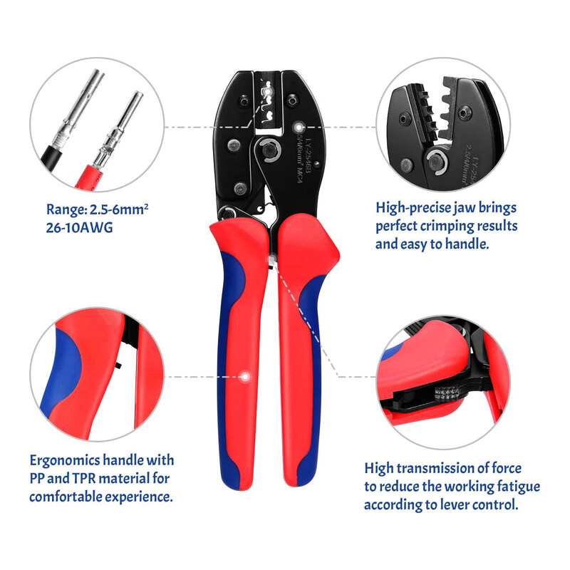 Crimper LY-2546B pentru conectori solari - Instrument de sertizare a cablurilor solare PV pentru conectori solari MC4, AWG14-10, 2,5/4/6 mm²