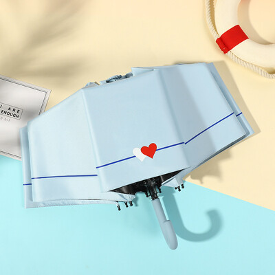 Μόδα γλυκές ομπρέλες βροχής για γυναίκες κορίτσια 3 πτυσσόμενα αντηλιακά αντηλιακά φορητά αντηλιακά γυναικεία ομπρέλα με μαύρη επίστρωση