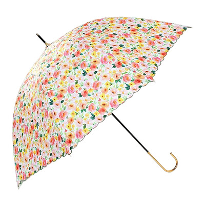 Női virágos esernyők erős szélálló friss stílusú nagy esernyők kültéri UV napvédő napernyők hosszú nyelű J horog