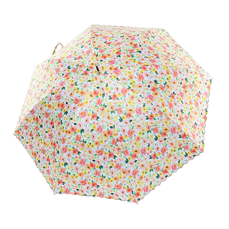Női virágos esernyők erős szélálló friss stílusú nagy esernyők kültéri UV napvédő napernyők hosszú nyelű J horog