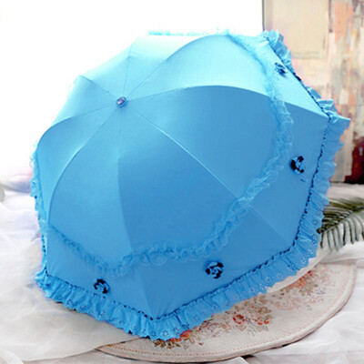 Musta päikesepitsiga vihmavari, vihma naiste pulmadekoratsioon UV-kaitsega tuulekindel päikesekaitsekreem päikesevari, mood printsess, naine, 3 volditud