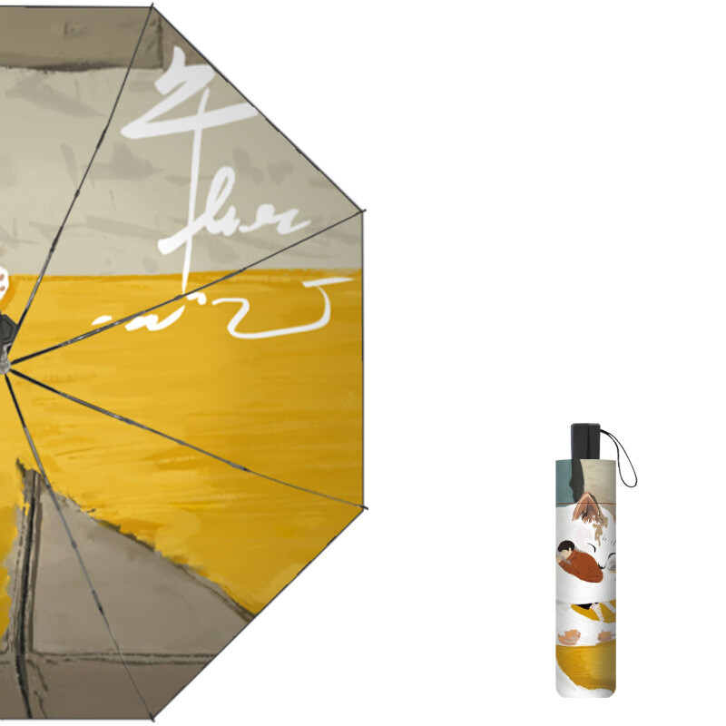 Sarkano lapu multiplikācijas animācijas lietussargs, melns pārklājums, pret UV vēju necaurlaidīgs, cute Beach Sweethearts lietussargs, iekšējais apdrukas kaķis