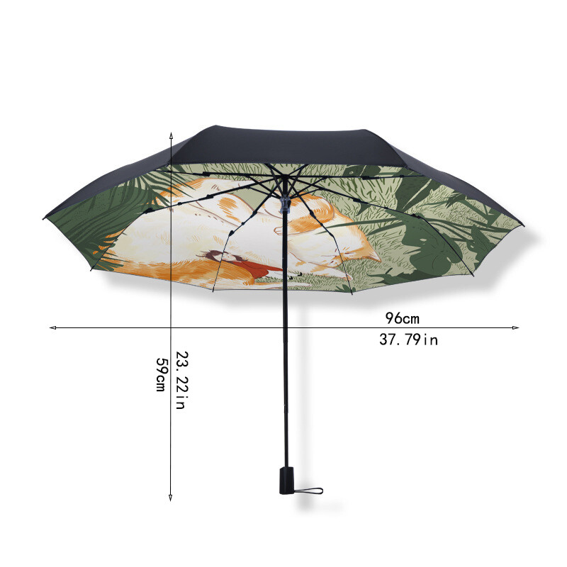 Sarkano lapu multiplikācijas animācijas lietussargs, melns pārklājums, pret UV vēju necaurlaidīgs, cute Beach Sweethearts lietussargs, iekšējais apdrukas kaķis