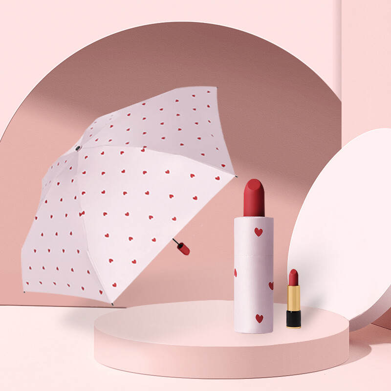 Jauks saliekams UV lietussargs sievietēm pārnēsājams saulessargs vēja necaurlaidīgs saulessargs lietussargs meitenēm radošs lūpu krāsas mini lietussargs saulei