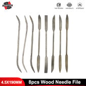 8-dielna sada mini pilníkov na drevo Riffler, 4,5 x 190 mm, obojstranné hrubé pilníky Riffler, sada na ručné náradie na rezbárstvo a obrábanie dreva