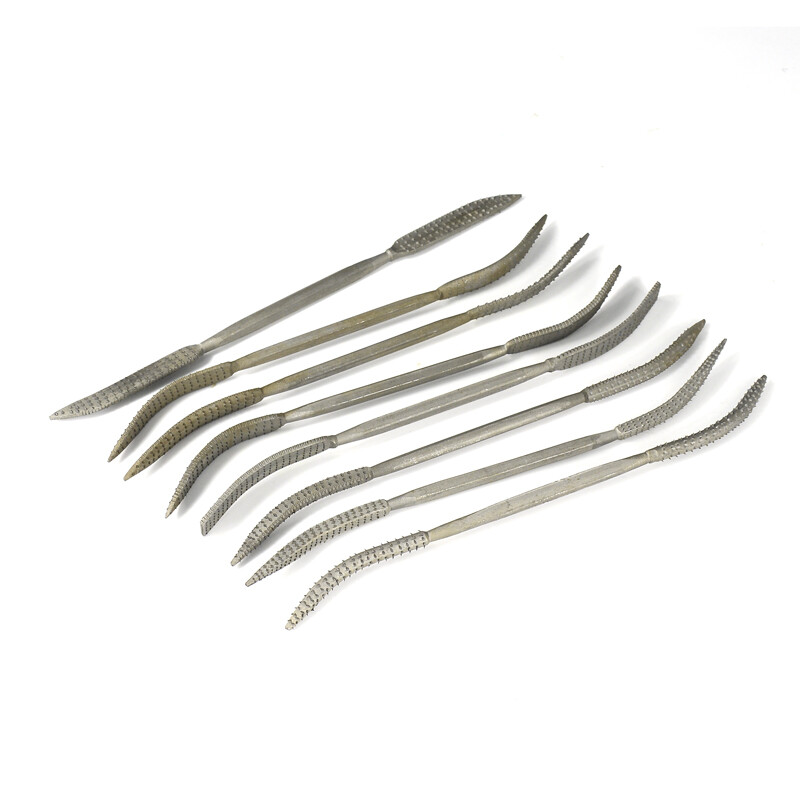8-dielna sada mini pilníkov na drevo Riffler, 4,5 x 190 mm, obojstranné hrubé pilníky Riffler, sada na ručné náradie na rezbárstvo a obrábanie dreva