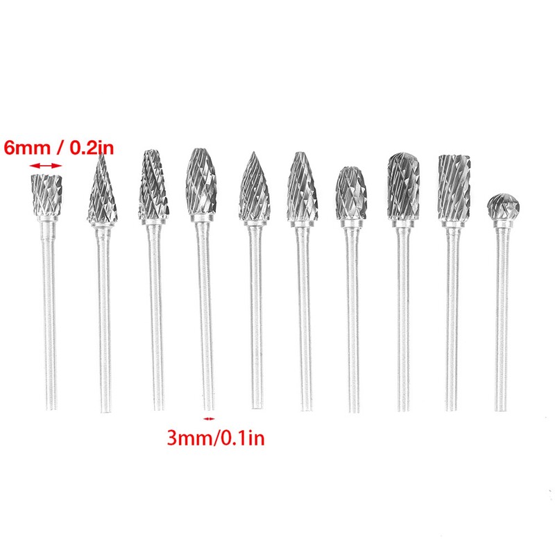 Čelični brusi od volframovog karbida Rotacijske turpije Set alata za rezbarenje 3*6 mm Burr Double Cut Rotary Burr Metal Rotary Bit