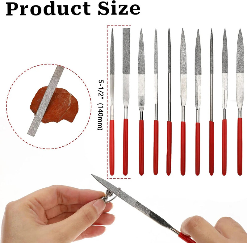 10 ks sada diamantových ihličkových pilníkov 3x140mm mini sada ihličkových pilníkov na kameň, sklo, kov, rezbárstvo, remeselné ručné náradie, sada ihličkových pilníkov