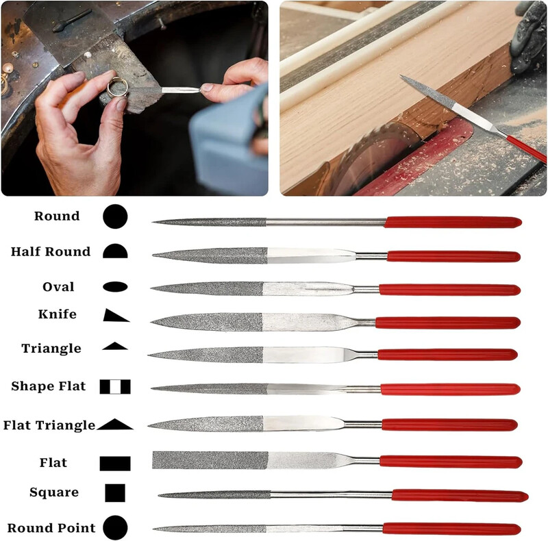 10 ks sada diamantových ihličkových pilníkov 3x140mm mini sada ihličkových pilníkov na kameň, sklo, kov, rezbárstvo, remeselné ručné náradie, sada ihličkových pilníkov