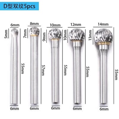 5 tk 6-14 mm volframist terasest pöörlev viili lihvimispea metallist frees 6 mm varre keevitusõmbluse poleerimine elektriline lihvimistööriist